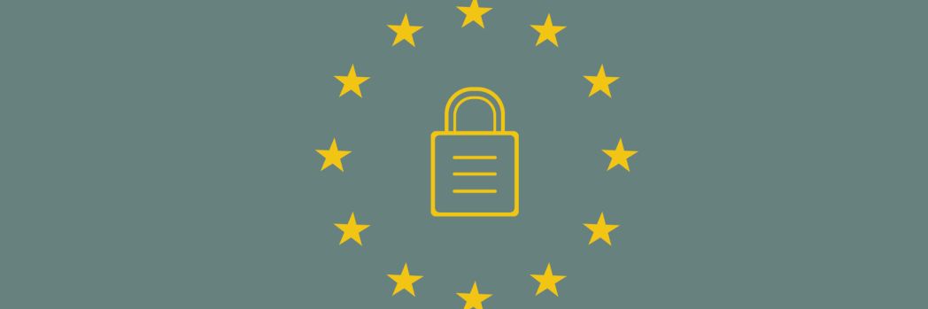 EU-Flagge in der ein Schloss in der Mitte abgebildet ist, was für das EU-US Privacy Shield steht