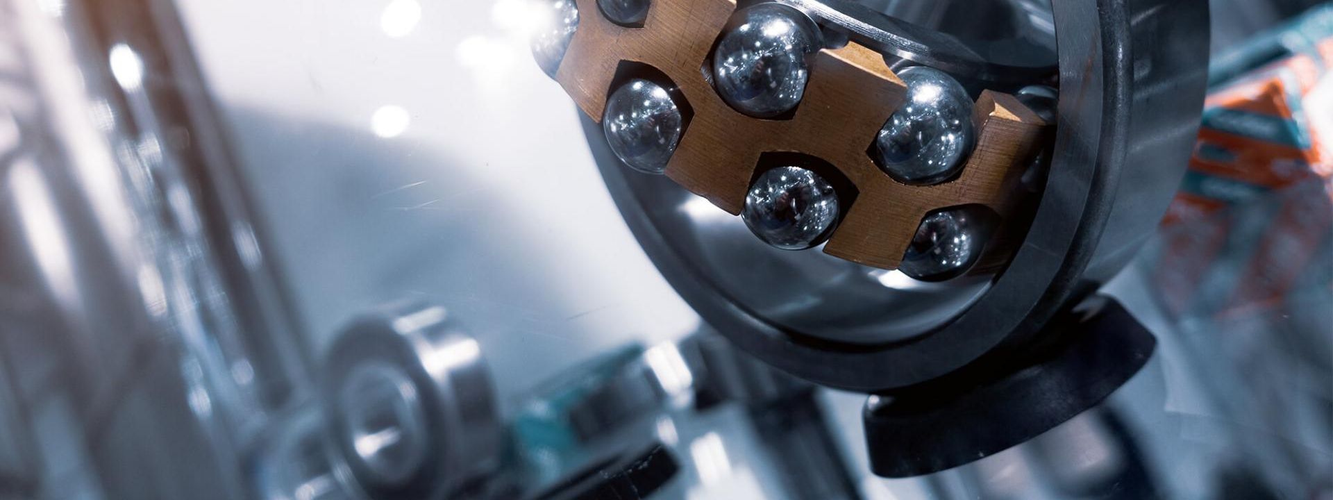 Metal ball bearing in the foreground.