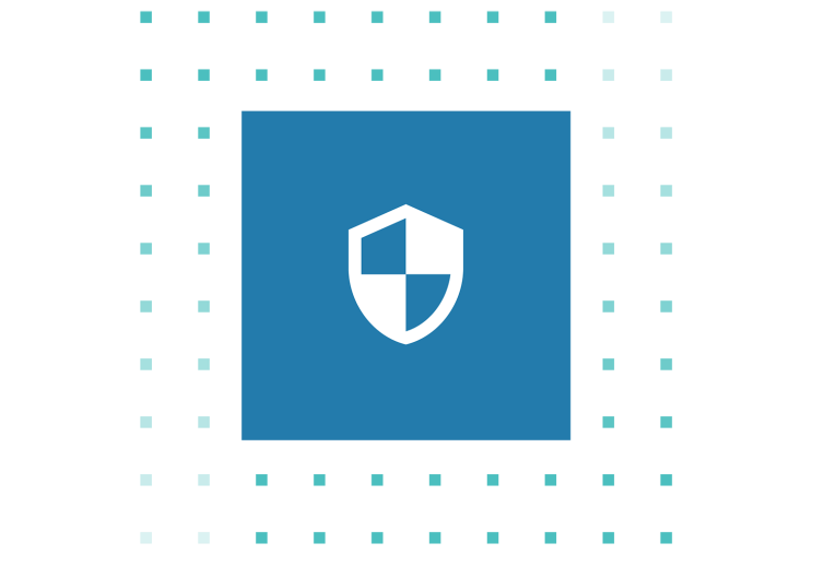Icon mit Schutzschild als Sinnbild für Virenschutz im Rahmen der IT-Sicherheit.