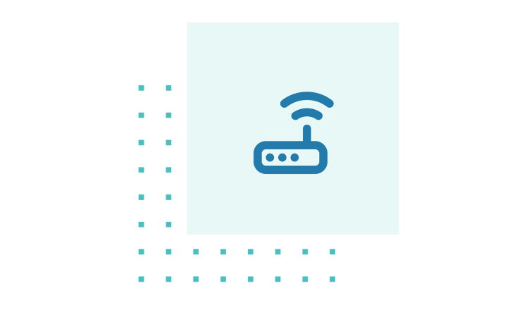 Icon with router which stands for optimal network components in logistics.