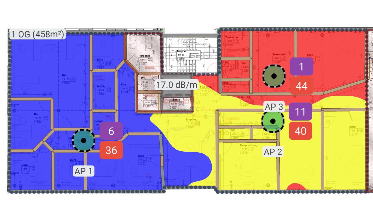 Grundriss einer Lagerhalle zur Ausführungsplanung für das WLAN.