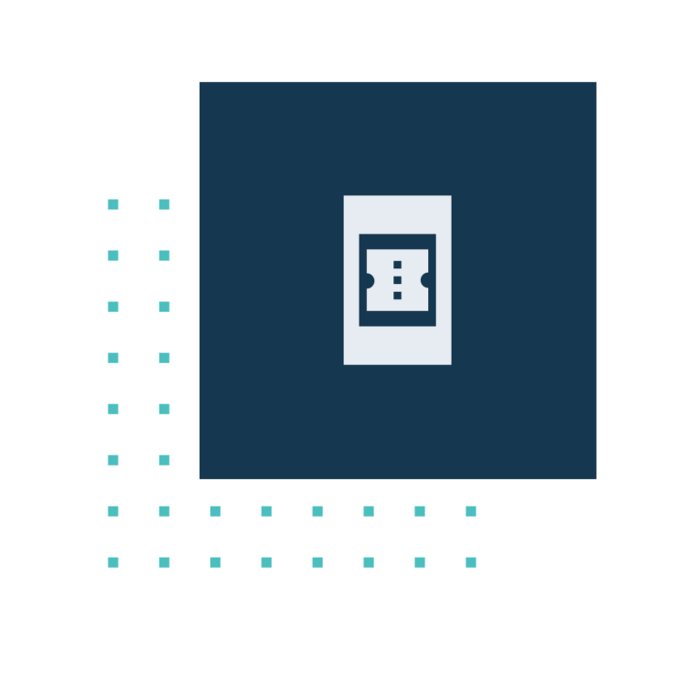 A minimalist smartphone icon, which contains a text icon and is located on a blue background.