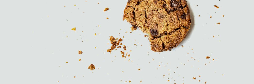 Cookie with crumbs which stands for cookies in terms of privacy protection