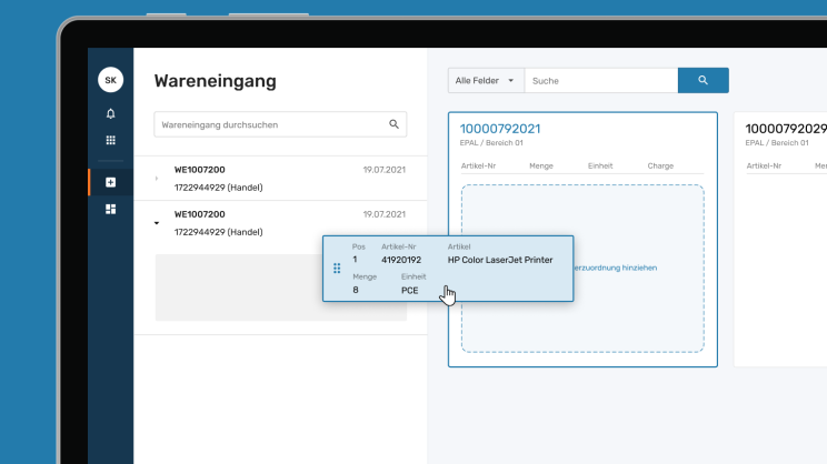 Screenshot der EIKONA Warehousemanagment Software.