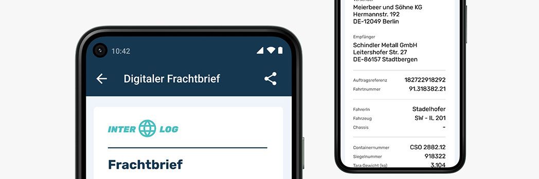 Handy mit geöffnetem Elektronischem Frachtbrief zur Digitalisierung der Spedition.