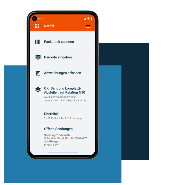 Ein Handy, auf dem die Benutzeroberfläche des Moduls EIKONA Business Continuity angezeigt wird.