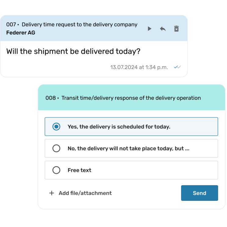 English chat history in EIKONA Task Management.