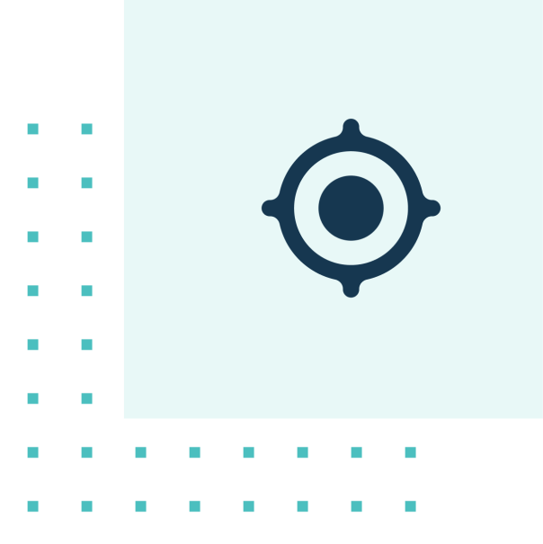 Dark blue GPS icon on light blue square.