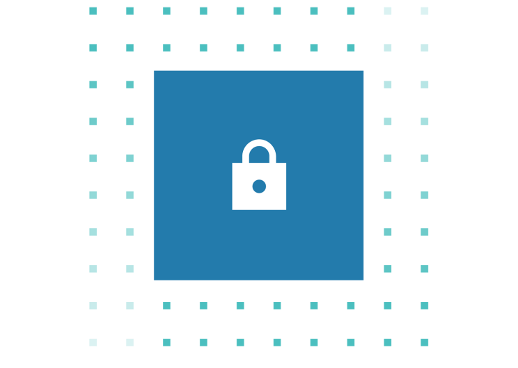 White castle on light blue background framed by blue dots.