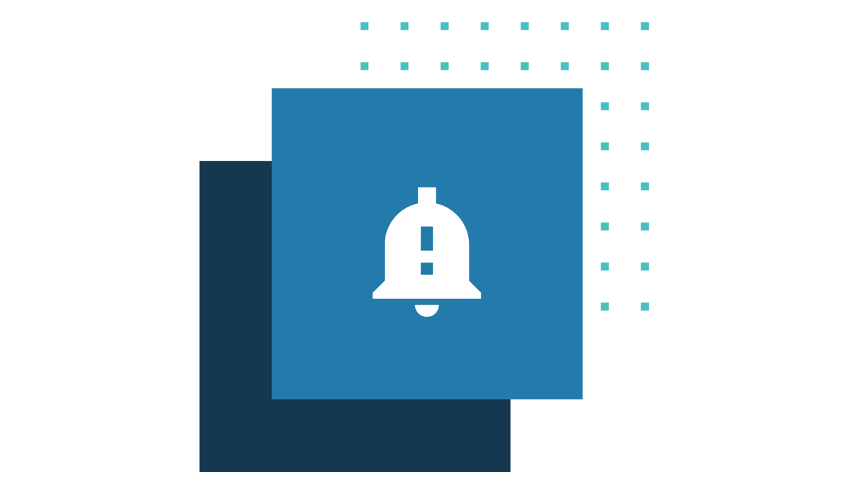 Icon mit Warnglocke welche für sichere Zutrittskontrollanlagen und Schließsysteme stehen.