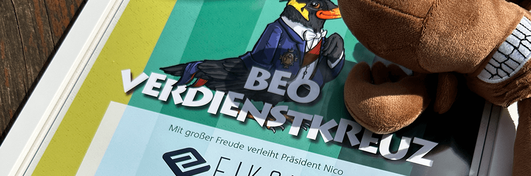 EIKONA Logistics ist Hauptsponsor des Wildparks an den Eichen Eine Urkunde für das Beo Verdienstkreuz als Unterstützer des Schweinfurter Wildparks.