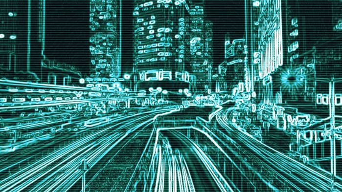 Autobahn in Neon-Filter welche für einen Zero-Day-Exploit (ZDE) steht