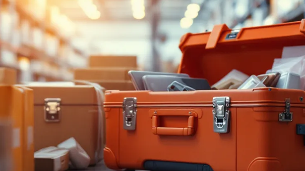 Ein roter Koffer voller IT-Equipment für den Systemausfall.