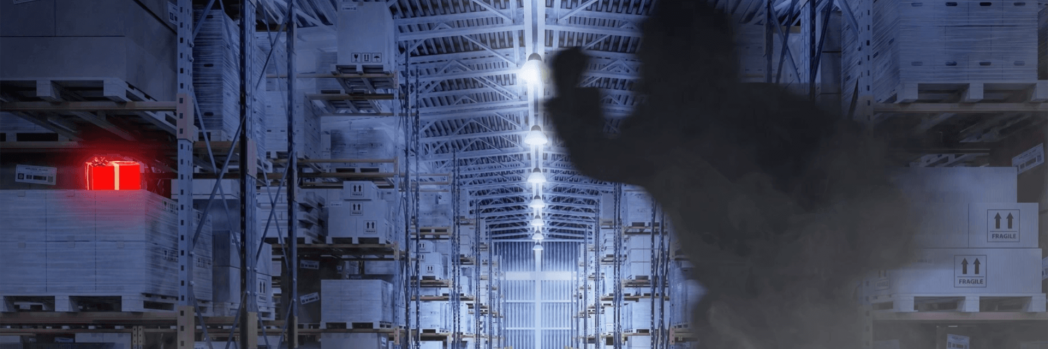 Grinch steals Christmas presents from the warehouse