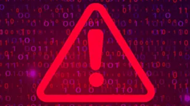 Red warning sign with code in the background indicating a security vulnerability in Log4j.